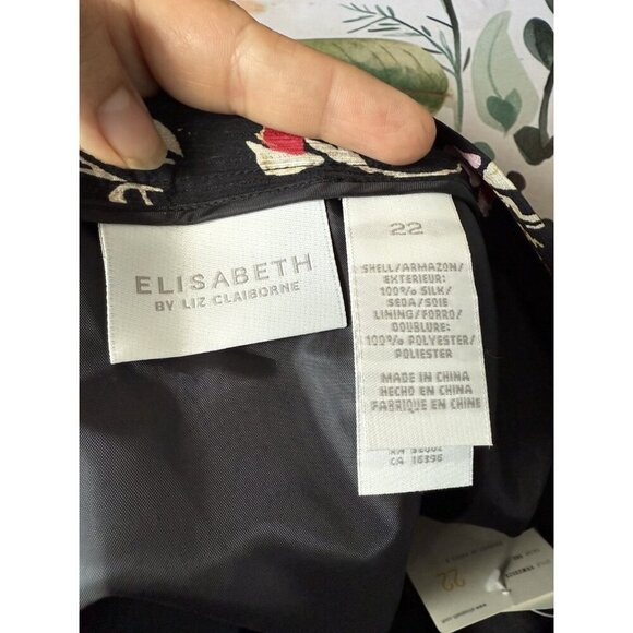 Liz Claiborne 100% Silk Roses Aline Flowy Pull On Skirt Boho Cottagecore NWT 22 - Picture 9 of 9